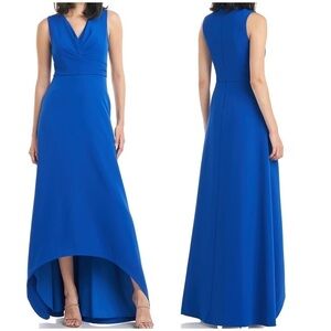 New Kay Unger Melinda Hi Low Gown Dress Maxi Prom Bridesmaid Royal Blue Sz 2